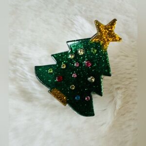 Glittery Christmas Tree Hair Clip for Kids